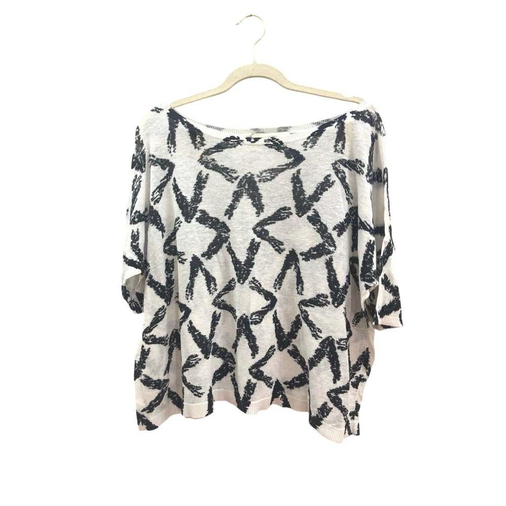 LOFT Black & White Abstract Knit Pullover